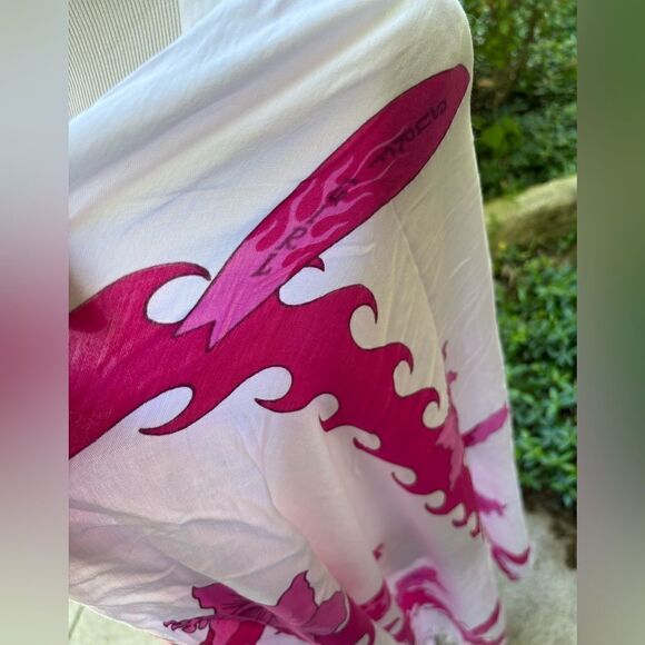 Surf Girl Pink and White Print Sarong/Swim Coverup - Picture 4 of 5